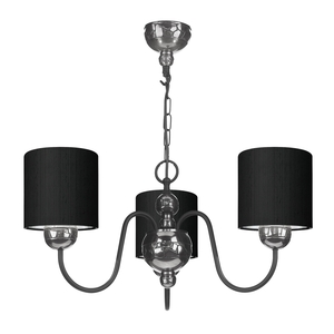 Garbo Pewter 3 light pendant with black shades