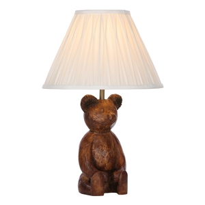 Walter Table Lamp Wood effect complete with Ivory Shade