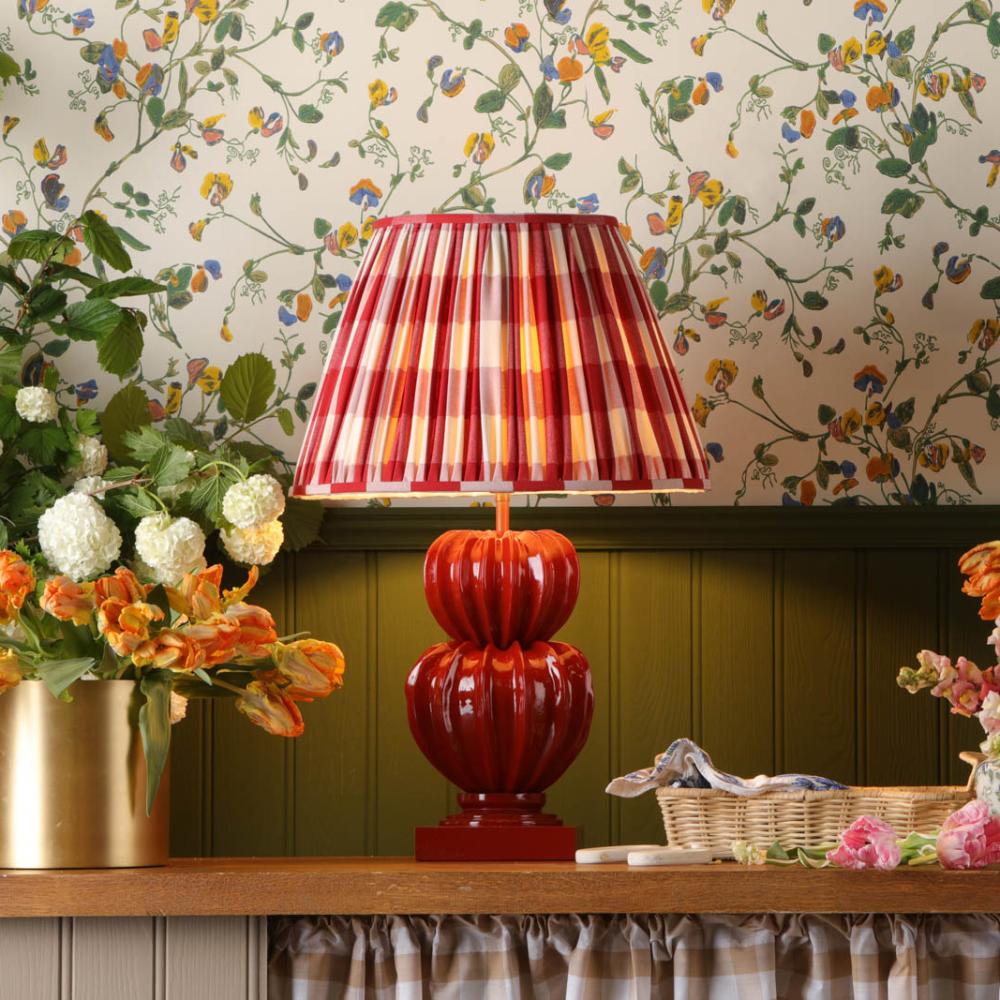 David hunt Lighting Strawberry Red Botany table Lamp Ian Mankin Shade
