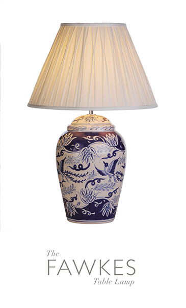 David Hunt Lighting FAWKES Blue Ceramic Table Lamp April