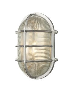 Admiral Outdoor Wall Light Antique Nickel and Ribbed Glass IP64