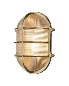 Admiral Outdoor Wall Light Natural Brass and Ribbed Glass IP64