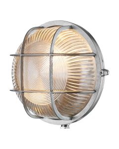 Admiral Outdoor Wall Light Antique Nickel and Ribbed Glass IP64