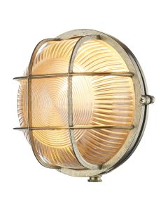 Admiral Outdoor Wall Light Natural Brass and Ribbed Glass IP64