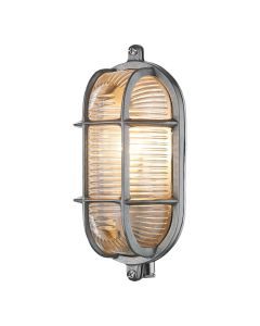 Admiral Outdoor Wall Light Antique Nickel and Ribbed Glass IP64