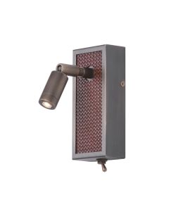 Albany Wall Light Antique Brass and Leather Effect LED