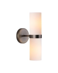 Anais 2 Light Wall Light Opal Glass and Antique Brass