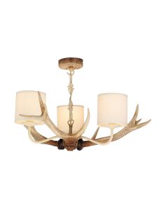 Antler 3 Light Armed Pendant Bleached With Shade