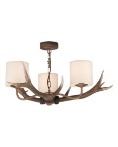 Antler 3 Light Armed Pendant Rustic With Shade