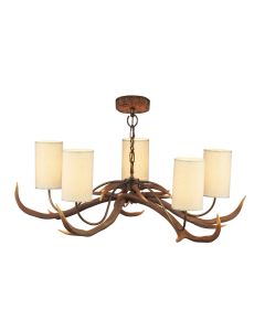 Antler 5 Light Armed Pendant Rustic With Shade