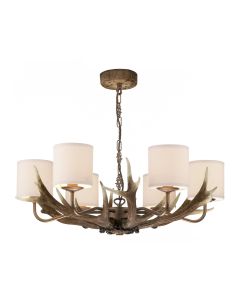 Antler 6 Light Armed Pendant Rustic With Shade