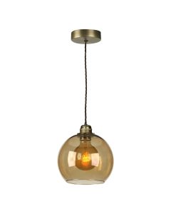 Apollo Pendant Antique Brass and Amber Glass
