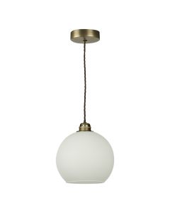 Apollo Pendant Antique Brass and Opal Glass