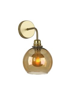 Apollo Wall Light Butter Brass and Amber Glass