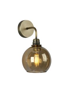 Apollo Wall Light Antique Brass and Amber Glass