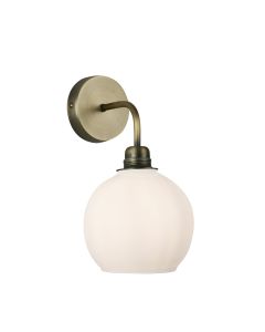 Apollo Wall Light Antique Brass and Opal Glass