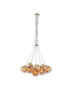 Apollo 19 Light Cluster Pendant Butter Brass and Amber Glass