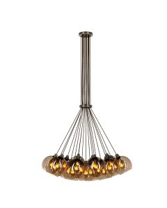 Apollo 19 Light Cluster Pendant Antique Brass and Amber Glass