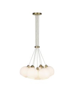 Apollo 7 Light Cluster Pendant Butter Brass and Opal Glass