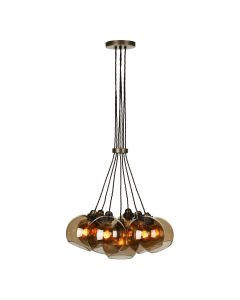Apollo 7 Light Cluster Pendant Antique Brass and Amber Glass