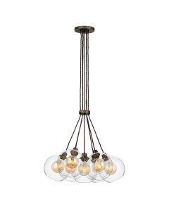 Apollo 7 Light Cluster Pendant Antique Brass and Glass