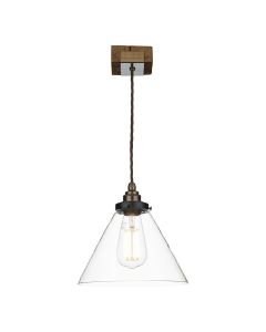 Aspen Pendant Hand Painted Wood Effect and Glass