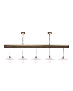 Aspen 5 Light Bar Pendant Rustic Wood Effect Fitting Only