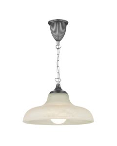 Badger Pendant Polished Pewter and Alabaster Glass