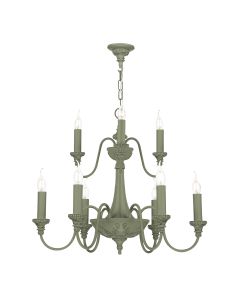 Bailey 9 Light Armed Pendant Sage Green Fitting Only