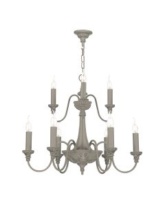 Bailey 9 Light Armed Pendant Powder Grey Fitting Only