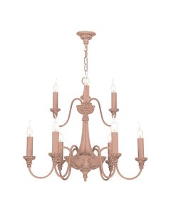 Bailey 9 Light Armed Pendant Blush Pink Fitting Only