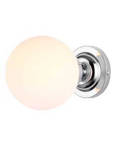 Buckley Bathroom Wall Light Polished Chrome and Opal Glass IP44