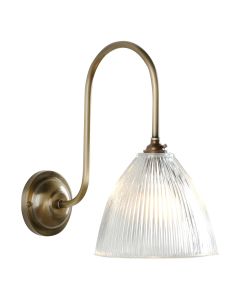 Cambridge Wall Light Antique Brass and Ribbed Glass