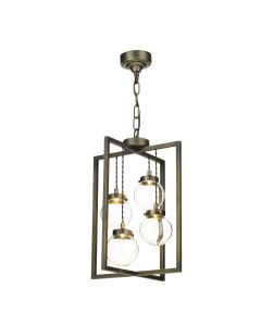 Chiswick 4 Light Lantern Antique Brass and Glass LED