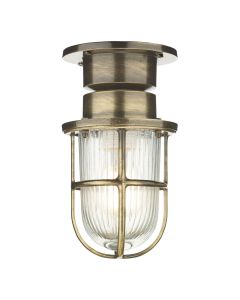 Coast Outdoor Pendant Antique Brass and Ribbed Glass IP44