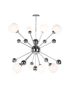 Cosmos 8 Light Pendant Polished Chrome and Opal Glass