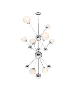 Cosmos 8 Light Pendant Polished Chrome and Opal Glass