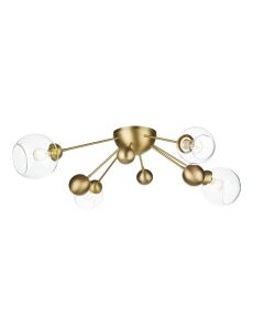 Cosmos 4 Light Semi-Flush Butter Brass and Glass