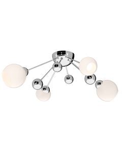 Cosmos 4 Light Semi-Flush Polished Chrome and Opal Glass