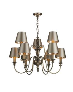 Dickens 9 Light Armed Pendant Polished Bronze and Antique Bronze Fitting Only