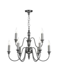 Dickens 9 Light Armed Pendant Polished Pewter and Brushed Pewter Fitting Only