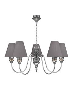 Doreen 5 Light Armed Pendant Pewter With Bespoke Shade