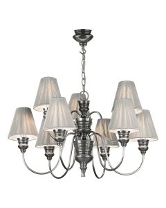 Doreen 9 Light Armed Pendant Polished Pewter and Polished Pewter With Shade