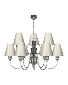 Doreen 9 Light Armed Pendant Pewter With Bespoke Shade