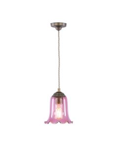 Ebba Pendant Antique Brass and Azalea Glass