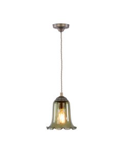Ebba Pendant Antique Brass and Moss Glass