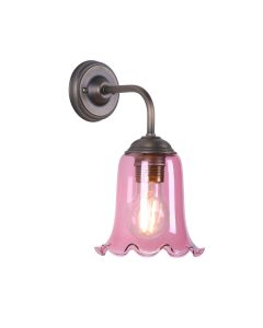 Ebba Wall Light Antique Brass and Azalea Glass