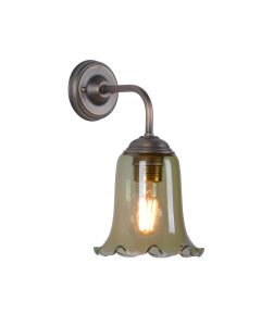 Ebba Wall Light Antique Brass and Moss Glass