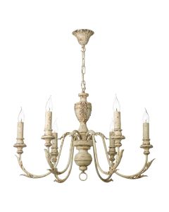 Emile 6 Light Armed Pendant Cream and Matt Cream