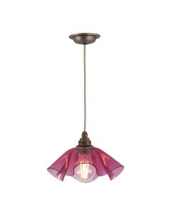 Ethel Pendant Pink Glass and Antique Brass